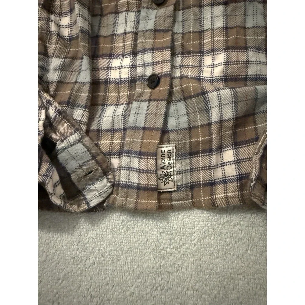 Alpine Design Wadi Hike Flannel Shirt Womens S Brown Plaid Button Up NWT Outdoor - Picture 4 of 6